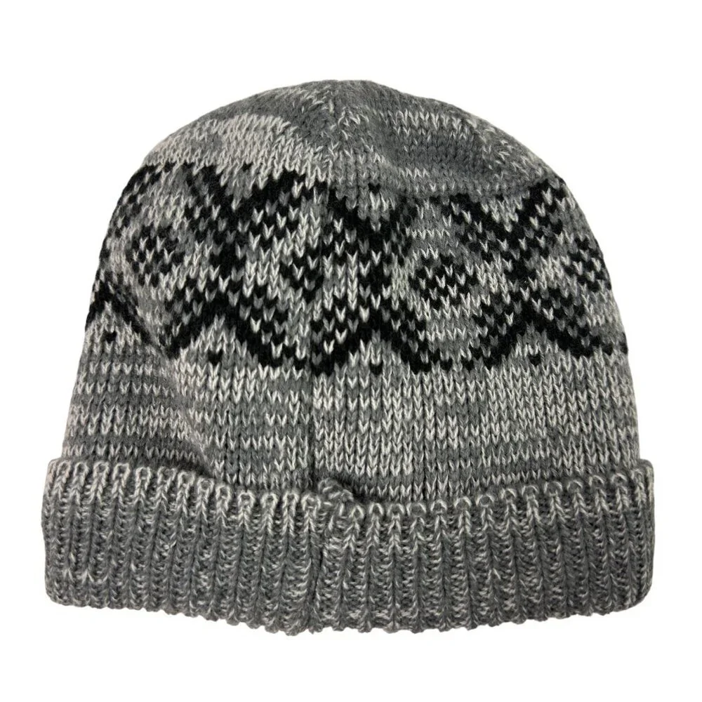 Kids Gray Knit Beanie Fleece Lined Winter Hat